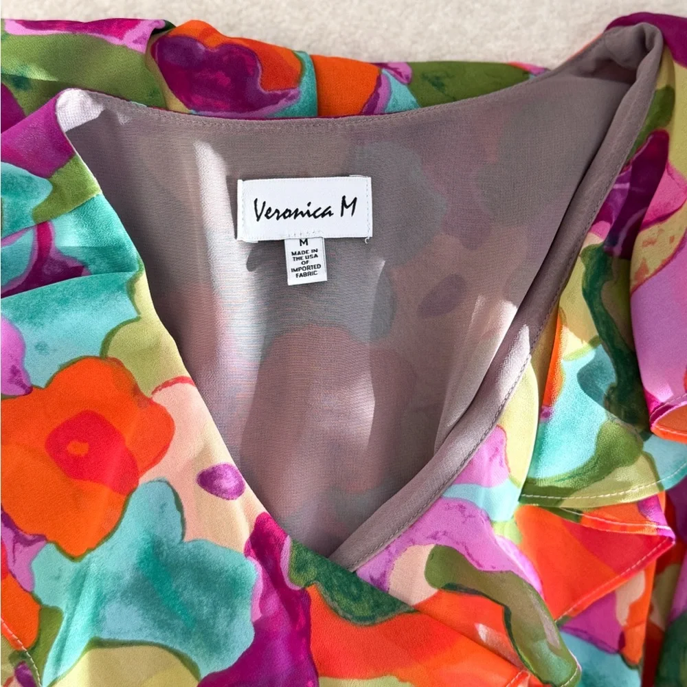 Veronica M Ruffle Wrap Colorful Dress in Malga print - Picture 5 of 6